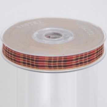 Schotse Ruit Lint  Bordeaux Zwart 12MM 