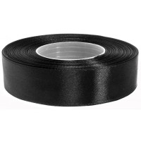 Satijn lint zwart 25 mm op rol 32 meter