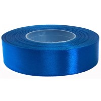 Satijn lint helder blauw 25 mm op rol 32 meter
