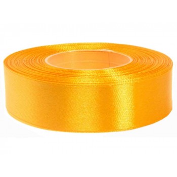 Satijn lint licht oranje amber 25 mm rol 32 meter