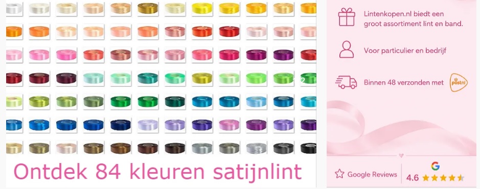 Satijnlint kopen in 84 kleuren Satijnlint kopen in 84 kleuren - linten voor decoratie, cadeauverpakking en bruiloften