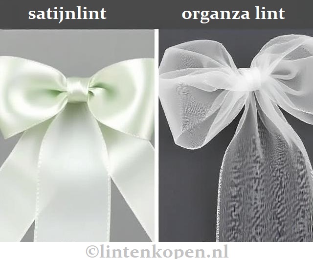 Bekijk de eigenschappen van  satijnlint en organza lint